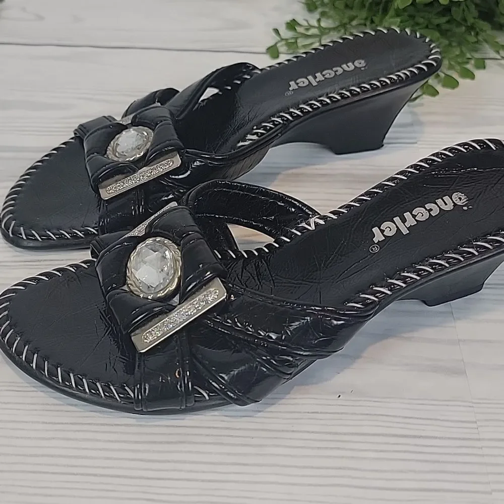 Onceler slide sandals faux patent leather Size 37 (6.5 US)